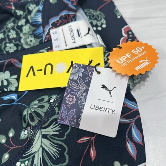 NWT Puma x Liberty Women's Navy Floral Quarter Zip Long Sleeve Blouse Top Size M - Picture 7 of 8